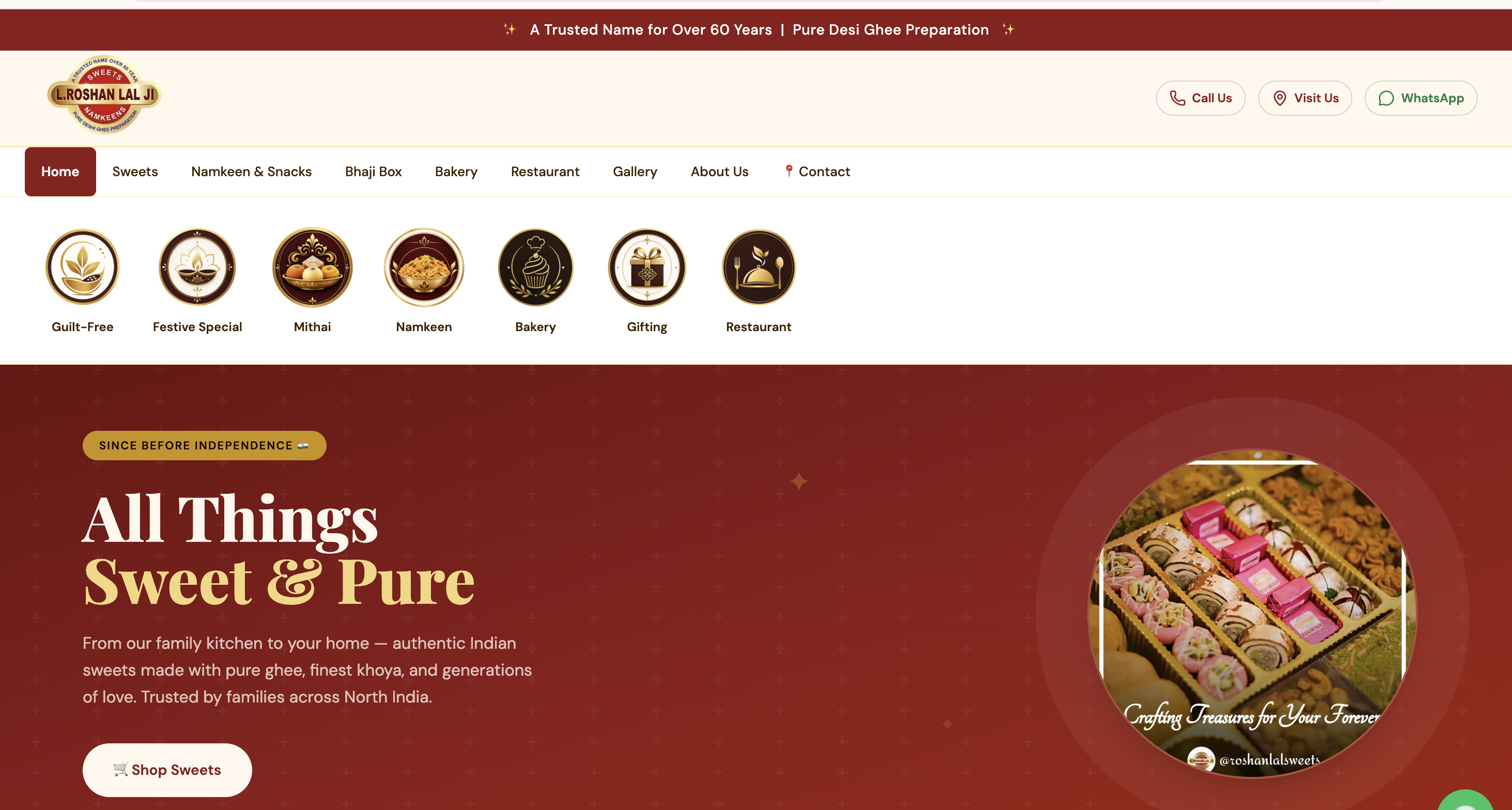 L. Roshan Lal Sweets & Namkeens website design by TurtleJade